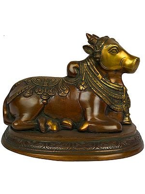 8" Nandi, The Shiva’s Mount and One of His Ganas In Brass | Handmade | Made In India