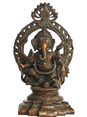 11" Six-Armed Dancing Ganesha In Brass | Handmade | Made In India