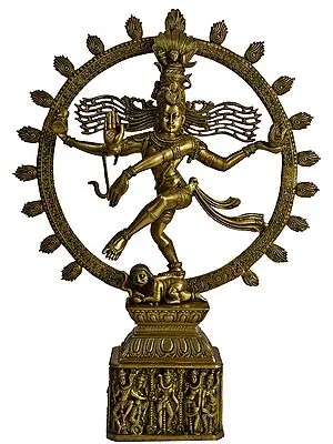 23" Nataraja (Pedestal Decorated with Dancing Figures of Shiva Parvati) In Brass | Handmade | Made In India