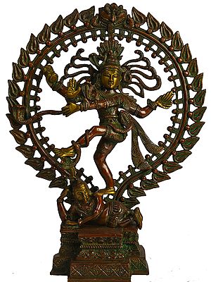 17" Nataraja in Brown and Golden Hues In Brass | Handmade | Made In India