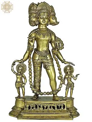 24" Vishnu Vaikuntha in Brass | Handmade Brass Sculpture