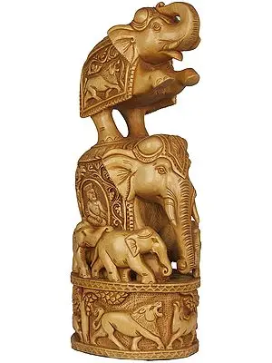 Elephant on Elephant (Handcrafted Statue from Jaipur)