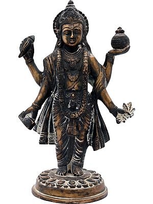 10" Dhanvantari - The Physician of the Gods (Holding the Vase of Immortality and Herbs ) | Brass | Handmade | Made In India