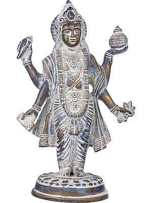 10" Dhanvantari Brass Statue (Holding the Vase of Immortality and Herbs)