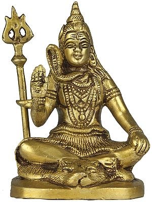 4" Lord Shiva Statue in Brass | Handmade | Made in India