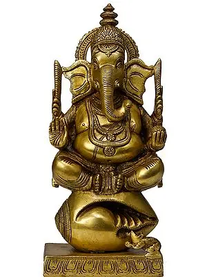Lord Ganesha Seated on Conch
