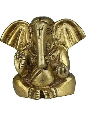 Seated Ganesha with Trident Mark and Large Ears (Small Sculpture)