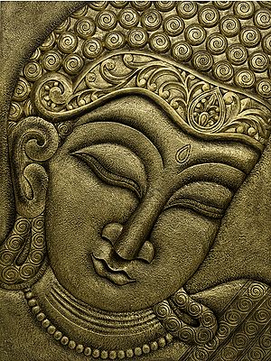 The Buddha Face - Carved in Relief (Wall Hanging)