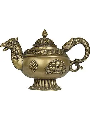 Monastery Ritual Kettle with Horse Mouth and Dragon Handle