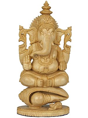 Lord Ganesha Seated on Conch
