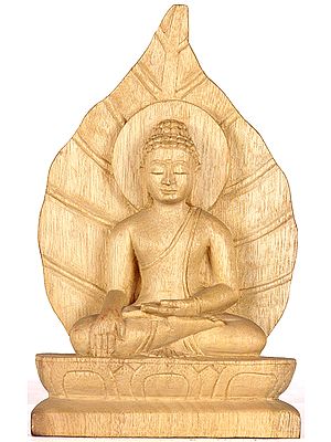 Lord Buddha Seated in Bhumisparsha Mudra in the Backdrop Pipal Leaf