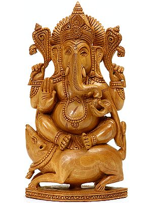 Lord Ganesha Seated on His Rat