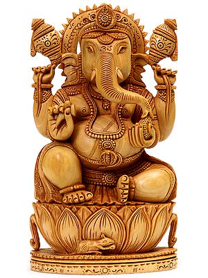 Four Armed Ganesha Seated on Lotus