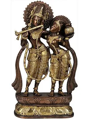 12" Radha Krishna (Twin-Hued) In Brass | Handmade | Made In India