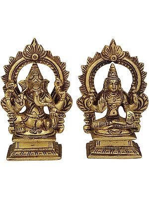 3" Ganesha-Lakshmi In Brass | Handmade | Made In India