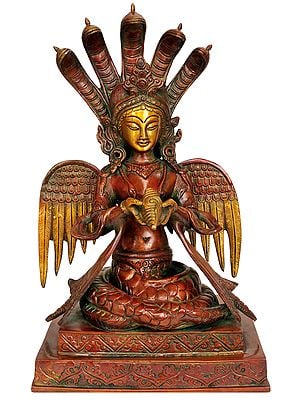 12" Naga Kanya Brass Statue | Handmade | Made in India