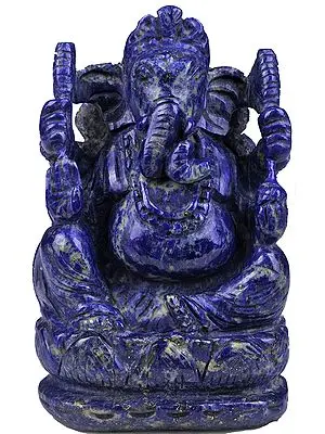 Four-Armed Ganesha (Carved in Lapis Lazuli)