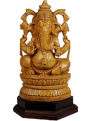Lord Ganesha Seated on Double Lotus Pedestal