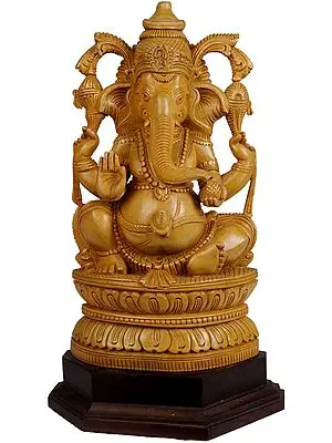 Lord Ganesha Seated on Double Lotus Pedestal