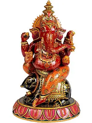 Red Ganesha Seated on Rat