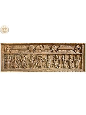 Dashavatara Panel (Ten Incarnations of Lord Vishnu - From the Left Matshya, Kurma, Varaha, Narasimha, Vaman, Parashurama, Rama, Balarama, Krishna and Kalki)