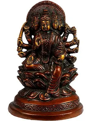 6" Goddess Gayatri In Brass | Handmade | Made In India