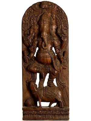 Six-armed Dancing Ganesha with Floral Aureole