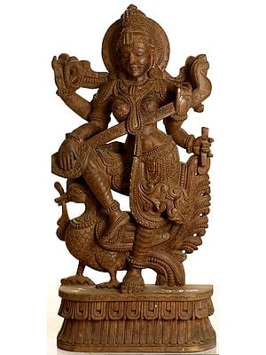 Dancing Goddess Saraswati with Peacock