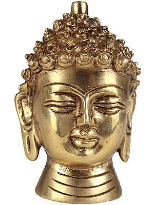 3" Lord Buddha Head in Brass | Handmade Metal Idols | Made in India
