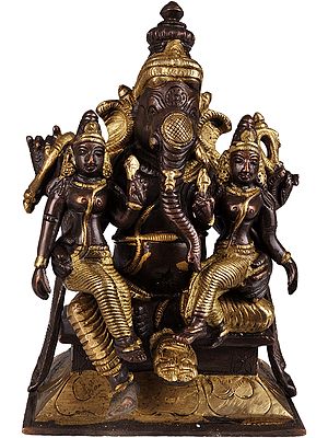 Lord Ganesha with Riddhi and Siddhi