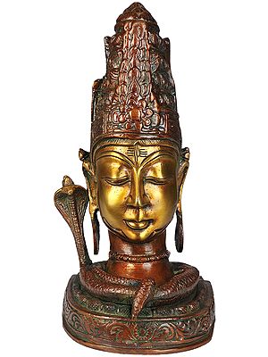 8" Shiva-head In Brass | Handmade | Made In India