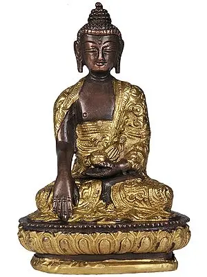 5" Brass Lord Buddha Statue in Bhumisparasha Mudra | Handmade