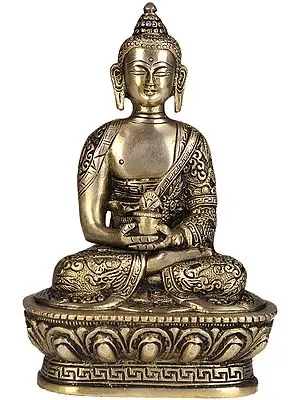 6" Brass Lord Buddha Statue in Dhyana Mudra | Handmade | Made in India