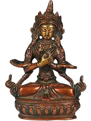 5" Tibetan Buddhist Deity- Primordial Buddha Vajradhara In Brass | Handmade | Made In India