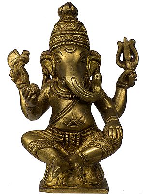 Lord Ganesha with Trident and Axe