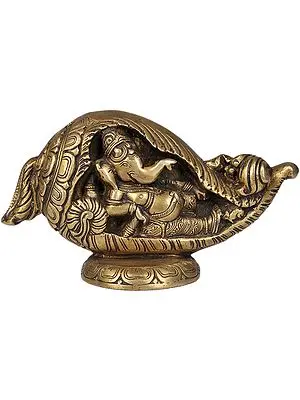 Lord Ganesha Relaxing in Conch