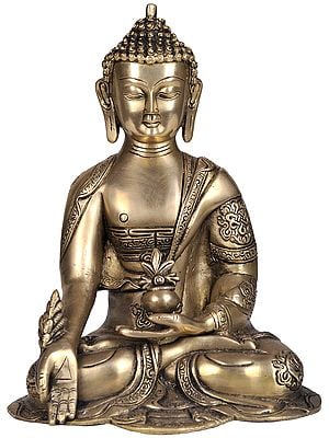 10" Tibetan Buddhist God Medicine Buddha Brass Statue | Handmade Idol