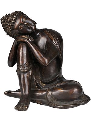 8" Thinking Buddha In Brass | Handmade | Made In India