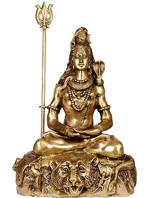 30" Large Size Mahayogi Shiva in Pranayama | Indian Handcrafted Statue