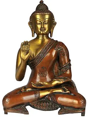 11" Lord Buddha Granting Abhaya In Brass | Handmade | Made In India