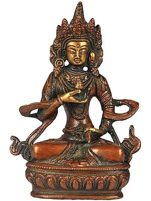 5" Tibetan Buddhist Deity Vajrasattva In Brass | Handmade | Made In India