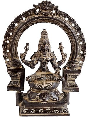 6" Goddess Lakshmi Idol Seated on Lotus In Brass | Handmade | Made In India