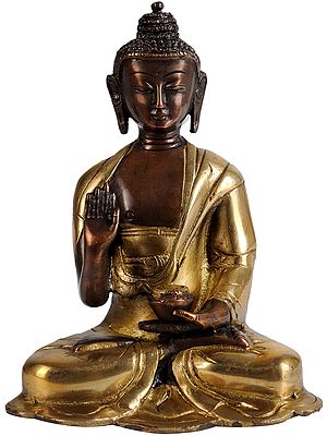 Seated Buddha in Abhaya Mudra