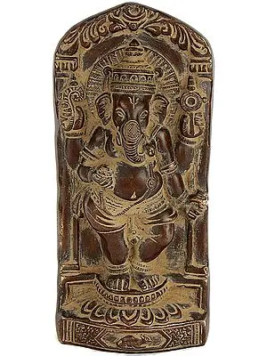 8" Dancing Ganesha (Cast in Relief) In Brass | Handmade | Made In India