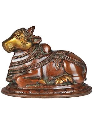 5" Brass Nandi Idol - The Vehicle of Lord Shiva | Handmade | Made in India
