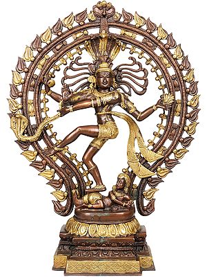 22" Nataraja in Brown and Golden Hues In Brass | Handmade | Made In India