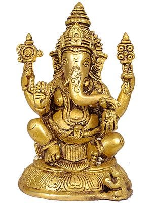 6" Lord Ganesha Sculpture in Brass | Handmade | Made in India