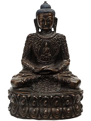 Cosmic Buddha in Meditation - Primordial Buddha is depicted in His Heart (Finely Handcrafted Museum-Quality Piece)