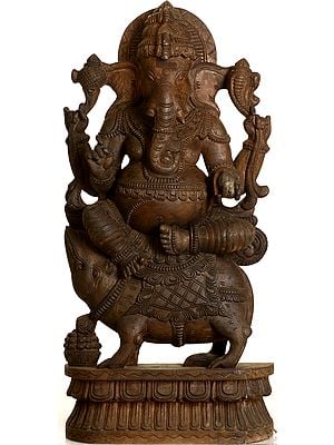 Lord Ganesha Seated on His Vehicle Rat