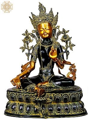34" Large Size Tibetan Buddhist Goddess Green Tara In Brass | Handmade | Made In India
